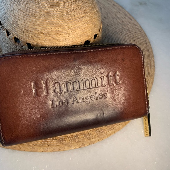 HAMMITT ZIPPER CLUTCH -loved and well aged… Still smells NEW! small repair. - Picture 2 of 9